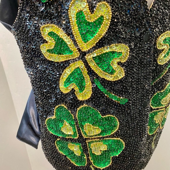 Fashion Fantasy Vintage Shamrock Festive Sequins.Fun Unique piece.Size S - Picture 8 of 13